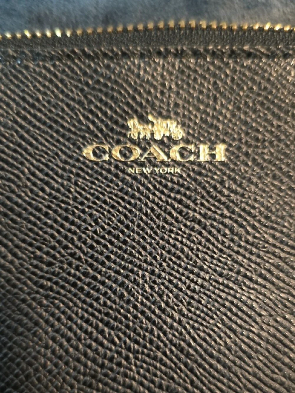 Coach Black Leather Wristlet with Gold Logo